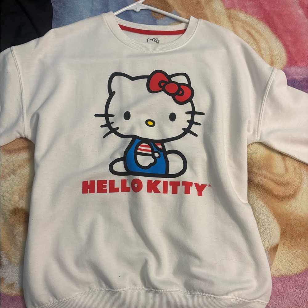 Hello Kitty White Sweatshirt with Red and Blue Accents